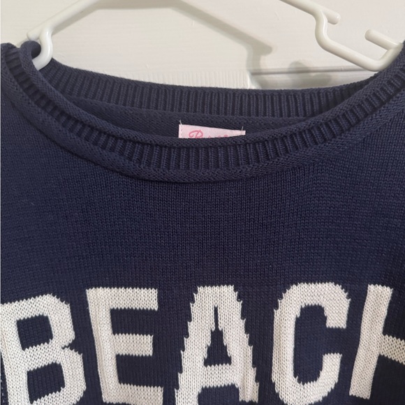 Pink Lily Navy Blue ‘BEACH’ Sweater Sz S - Picture 2 of 6